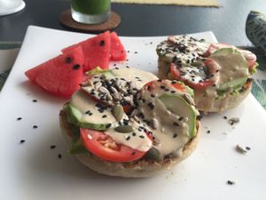 Avocado Toast with Cashew Sauce at Cafe Tropical in Koh Lipe