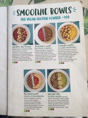 Smoothie bowl menu at Cafe Tropical in Koh Lipe