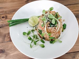 Mom's Fried Rice - Thai comfort food. All sauces are gluten-free and vegan, and we use no fish sauce in any of our Thai dishes, enjoy! at Cafe Tropical in Koh Lipe