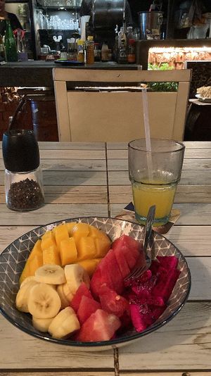 Fruit platter. Great  at The Red Tomato in Langkawi