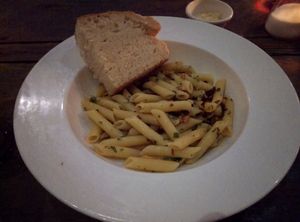 Pasta and homemade bread at The Red Tomato in Langkawi