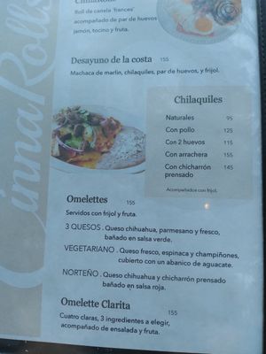 Menu at DoceCuarenta in La Paz