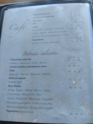 Menu at DoceCuarenta in La Paz