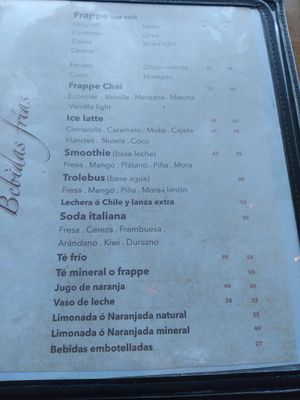 Menu at DoceCuarenta in La Paz