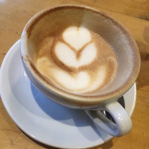 So good! Latte with coconut milk  at Franze & Evans Cafe in East London