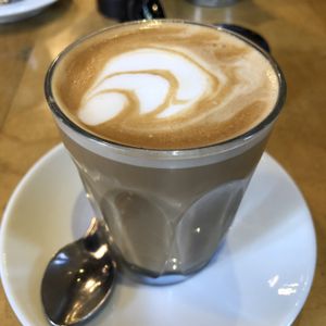 Coconut milk latte - delicious! at Franze & Evans Cafe in East London