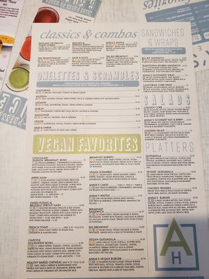 vegan menu! at Anna's House - E Beltline in Grand Rapids