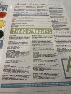 Vegan Menu  at Anna's House - E Beltline in Grand Rapids