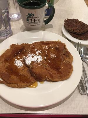 Gingerbread pancakes with vegan impossible sausage  at Anna's House - E Beltline in Grand Rapids