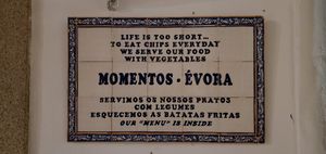 Outside the restaurant at Momentos in Evora
