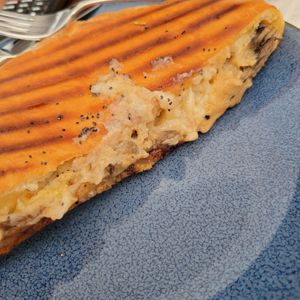 Take out focaccia. Daiya + mushroom. at Pappalecco in San Diego