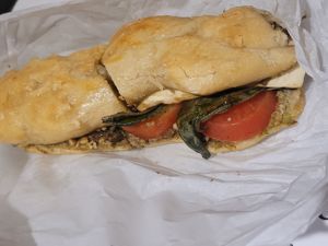 Panini vegano - tofu, basil, tomato- very good sandwich! at Pappalecco in San Diego
