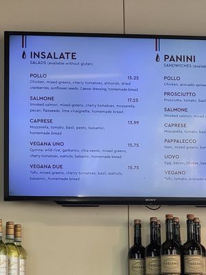 Vegan items on the menu at Pappalecco in San Diego