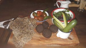 Black beans falafels and humus at Biang Bistro in Da Lat