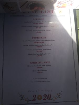 Menu at Biang Bistro in Da Lat