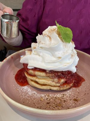 American pancake with cream and berries  at Jord in Malmo