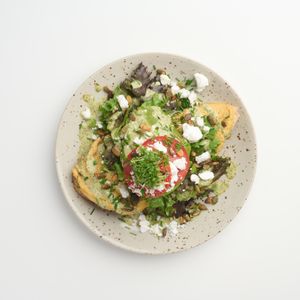 Avocado hummus toast, sour dough bread  at Jord in Malmo