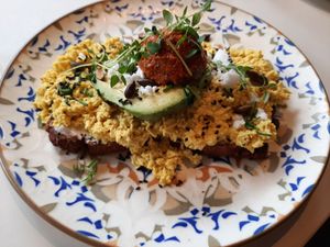 Scrambled tofu toast  at Jord in Malmo