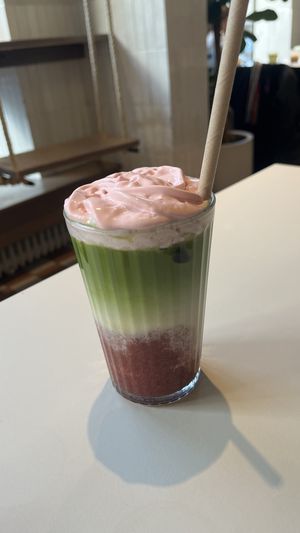 strawberry matcha  at Jord in Malmo