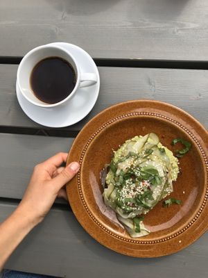 Pea pesto sandwich with extra avocado on glutenfree bread!! at Jord in Malmo