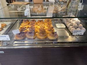 Doughnuts with hazelnut mousse and brownie at Bageri Leve in Malmo