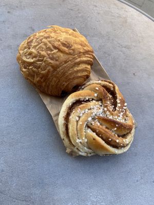 Pain au chocolate and cinnamon bun  at Bageri Leve in Malmo