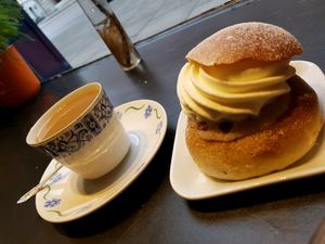 Coffee and a "semla" ♡ at Bageri Leve in Malmo