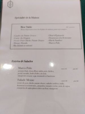 Menu at Riz Riz - Marais in Paris