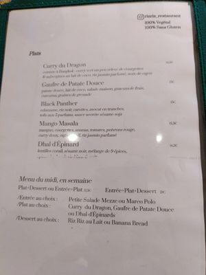 Menu at Riz Riz - Marais in Paris