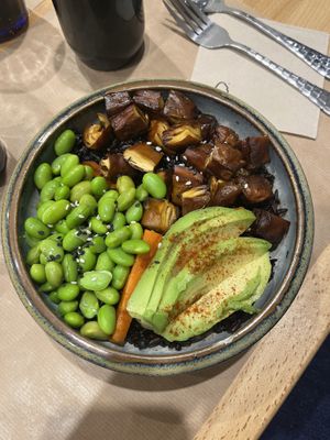Tofu and edamame with black rice  at Riz Riz - Marais in Paris