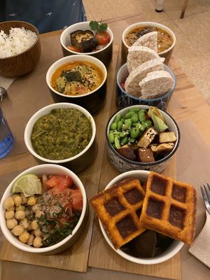 Assorted dishes come with rice bowls, too  at Riz Riz - Marais in Paris