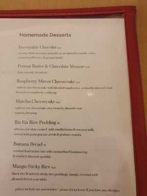 Menu at Riz Riz - Marais in Paris