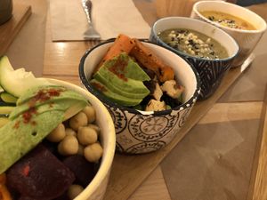 Rice table (mix of all dishes) at Riz Riz - Marais in Paris