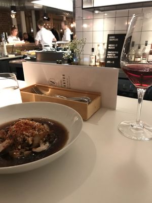 Seat at the bar. Food:Celeriac and mushroom.  at Mutantur in Malmo