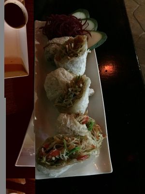 vegan spring rolls, amazing!  at Buda Mancora Cuisine in Mancora