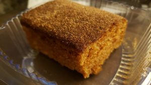 Vegan snickerdoodle cake ($5). Delicious. Moist, fluffy. at Tea Thyme in Orangeburg