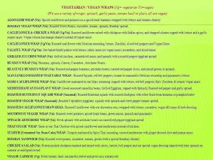 Vegetarian & Vegan Wraps at Tea Thyme in Orangeburg
