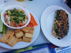 Guacamole and spinach and hummus toast at El Urogallo in Alora