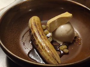 Caramelized banana with banana icecream & salted caramel at Brown's in Londonderry