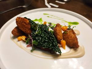 Falafel with stir fry veg and chard at Brown's in Londonderry