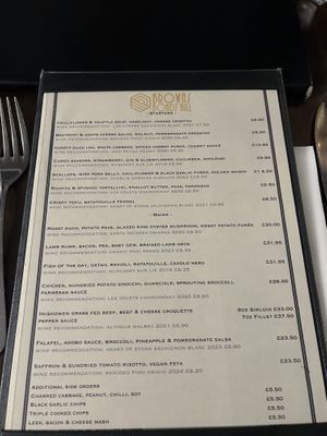 Menu  at Brown's in Londonderry