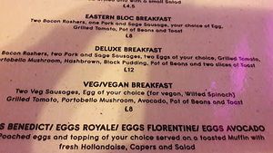 Vegan breakfast at Eastern Bloc Records' Cafe in Manchester