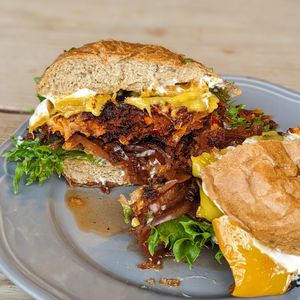 Vegan Berlin Burger with Sweet Potato Patty at Halifax Burgers in Frederiksberg