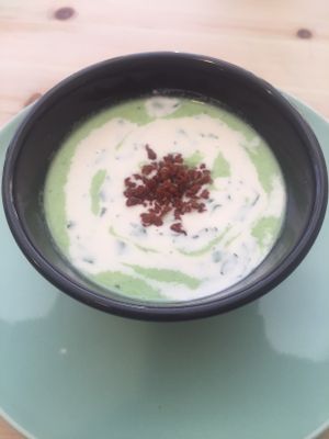 Chilled Cucumber and Pea soup at The Greenhouse Eatery in Doncaster
