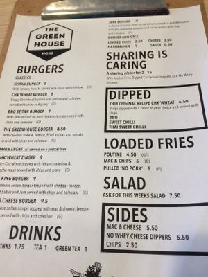 Menu at The Greenhouse Eatery in Doncaster