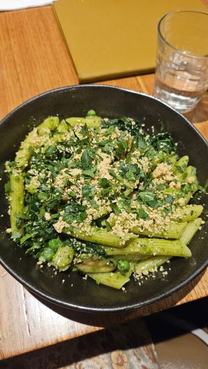 Green pesto pasta, not bad at Bam Bam Italian in Avonsleigh