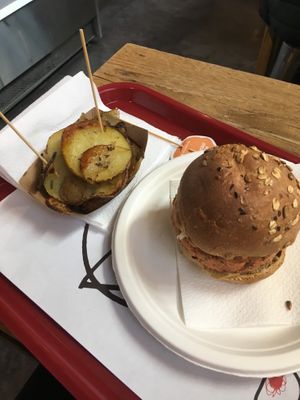 potatoes and burger at Veg&Veg in Rome