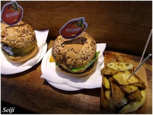 Vegan burgers with fries at Veg&Veg in Rome
