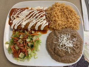 Vegan steak enchiladas   at Wild Rooster Bistro in Fair Oaks
