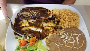 Enchiladas de mole. at Wild Rooster Bistro in Fair Oaks